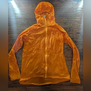 MEC Men's Bright Orange Hooded Super Light Jacket Size Medium